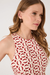 Vestido Midi Tricoline Estampa Cobogós