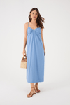 Vestido Midi Linho Busto Franzido
