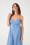 Vestido Midi Linho Busto Franzido