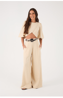 Calça Linho Pantalona Cós Elástico