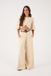 Calça Linho Pantalona Cós Elástico