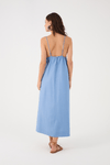 Vestido Midi Linho Busto Franzido