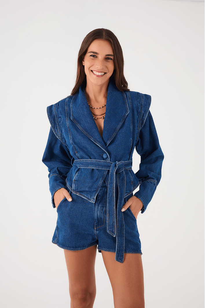 Jaqueta Colete Jeans Alfaiataria