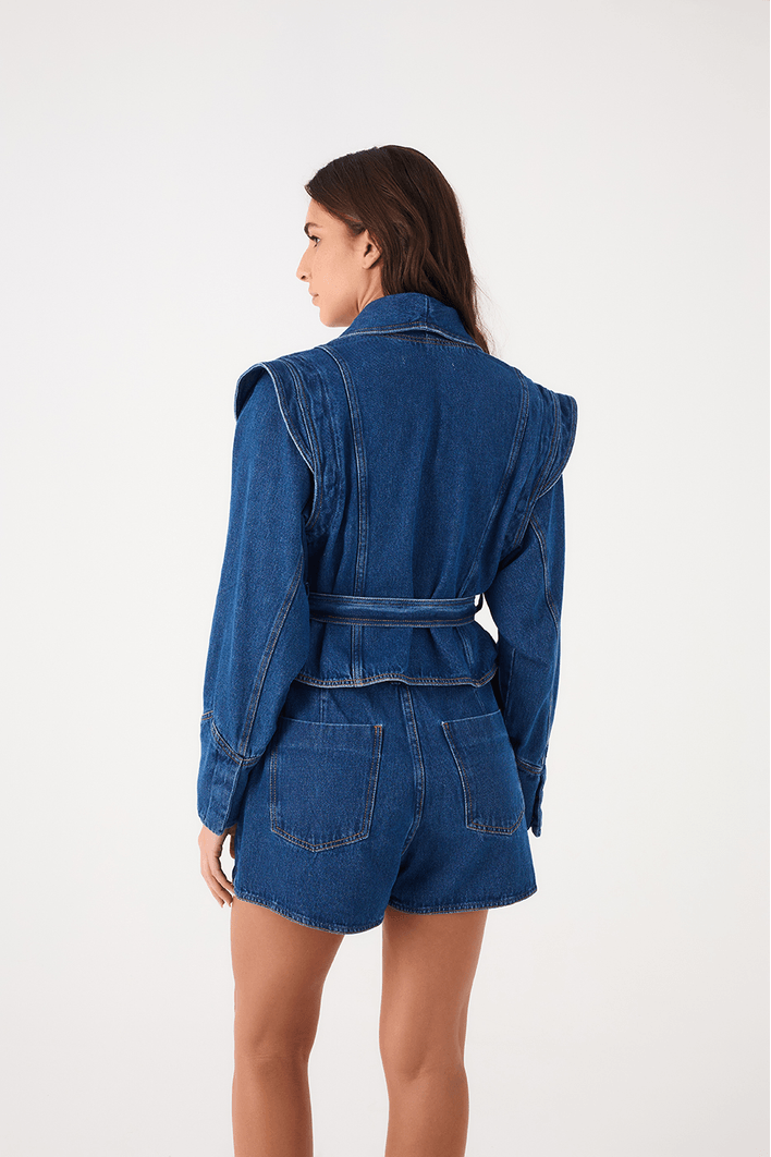 Jaqueta Colete Jeans Alfaiataria