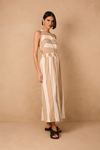 Vestido Cropped Linho Listras Recorte