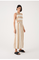Vestido Cropped Linho Listras Recorte