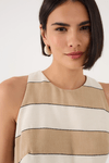 Vestido Cropped Linho Listras Recorte