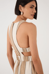 Vestido Cropped Linho Listras Recorte