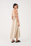 Vestido Cropped Linho Listras Recorte
