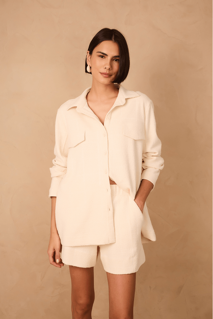 Camisa Malha Bouclê Com Bordado