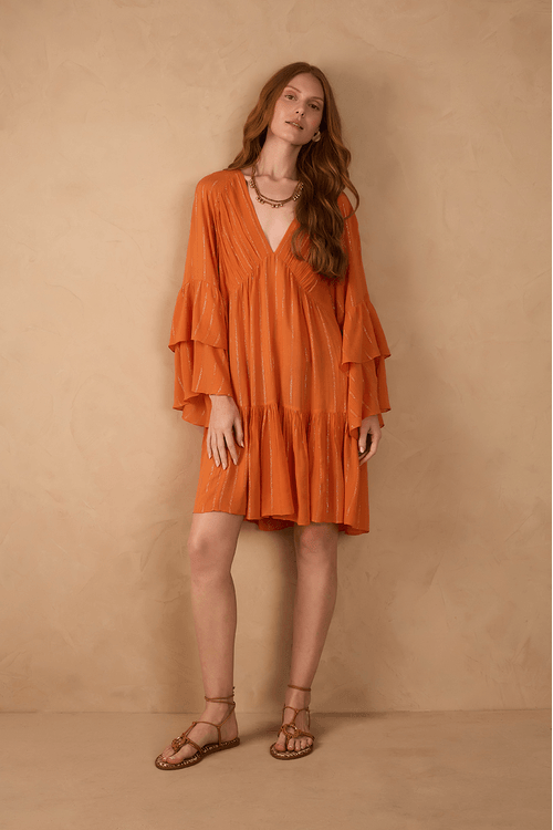 Vestido Curto Lurex Recortes