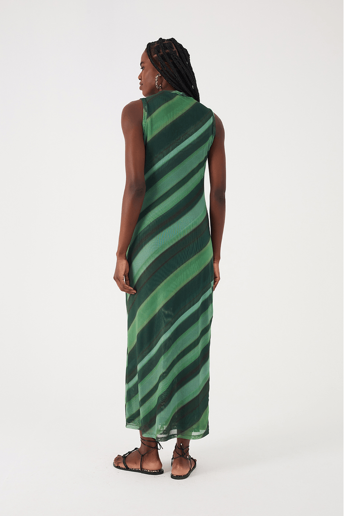 Vestido Tule Torcido Estampa Floresta