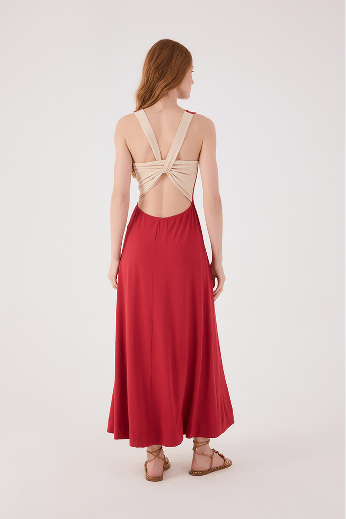 Vestido Decote Costas Bicolor