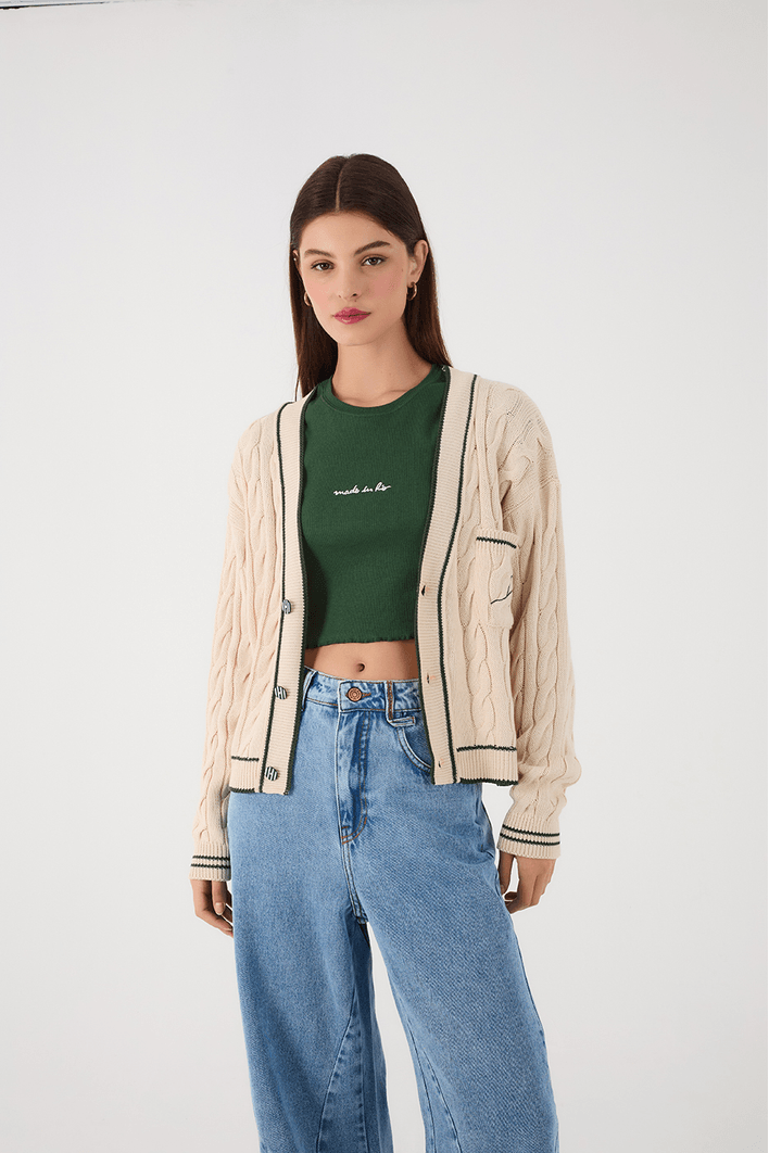Cardigan Tricot Bordado Rio
