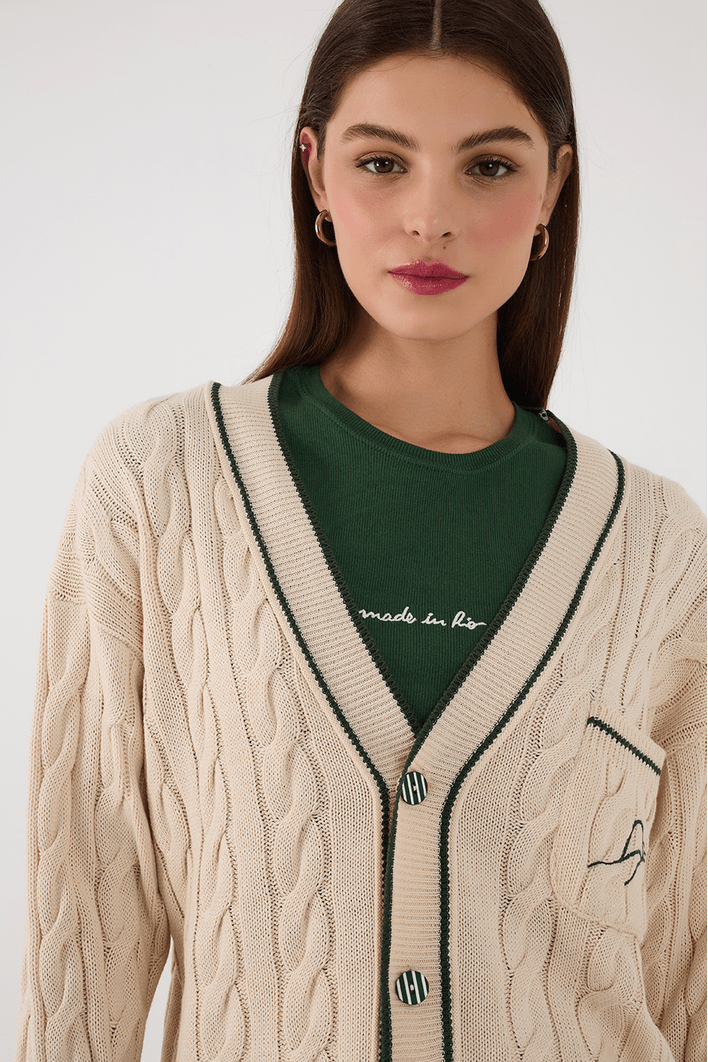 Cardigan Tricot Bordado Rio