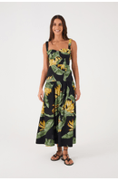 Vestido Midi Tricoline Estampa Paraíso