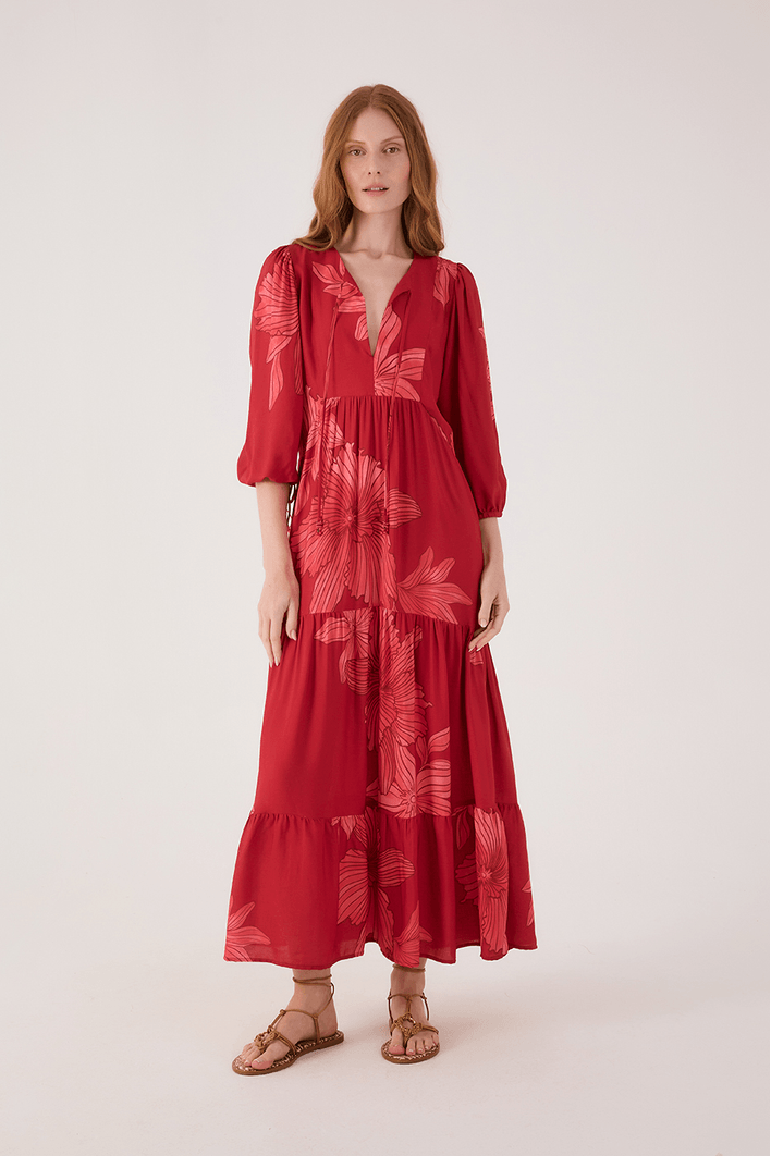 Vestido Cropped Boho Estampa Orquidário