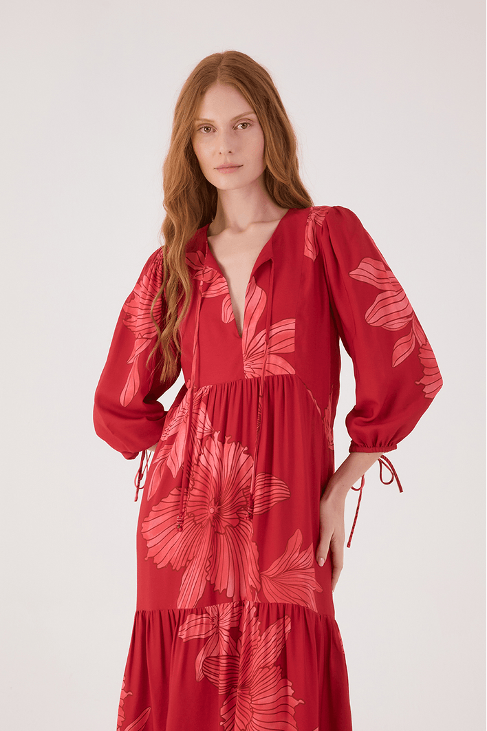 Vestido Cropped Boho Estampa Orquidário