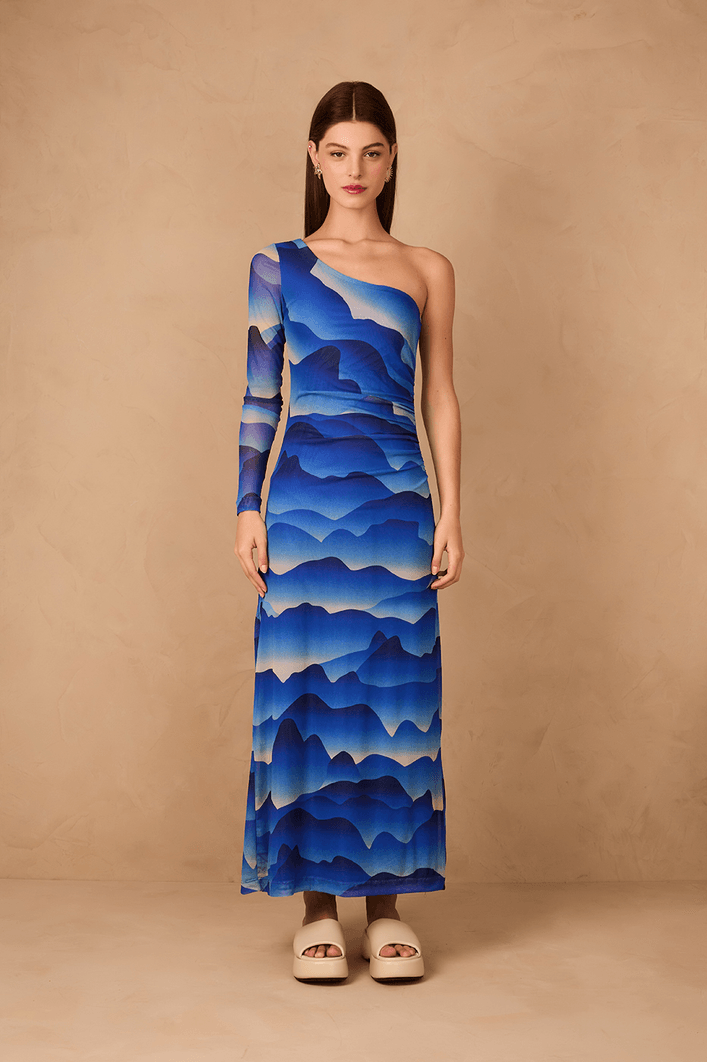 Vestido Cropped Tule Estampa Urca