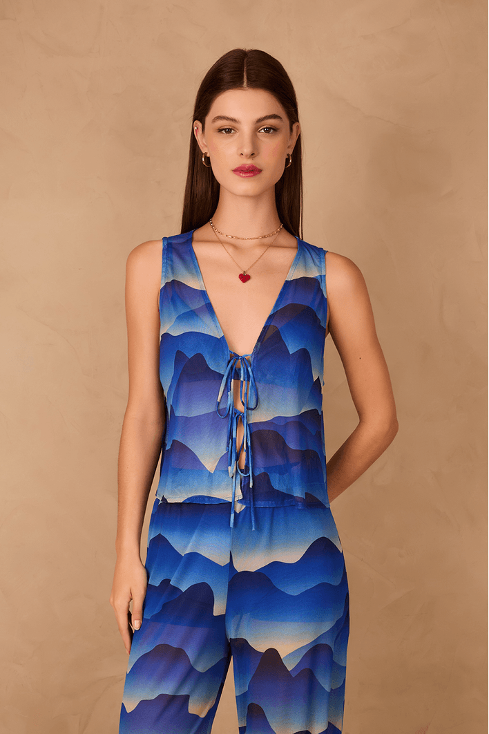 Blusa Amarração Tule Estampa Urca