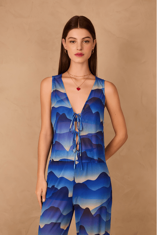 Blusa Amarração Tule Estampa Urca