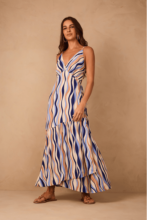 Vestido Cropped Crepe Estampa Carioca