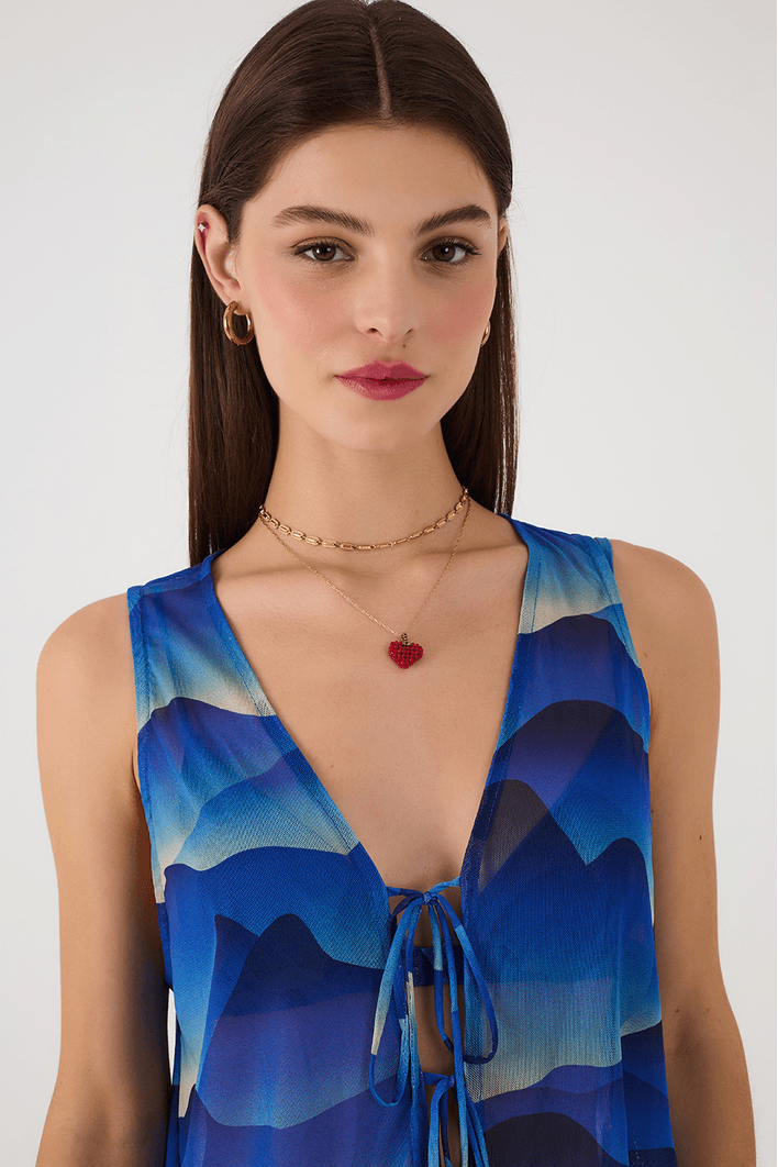Blusa Amarração Tule Estampa Urca