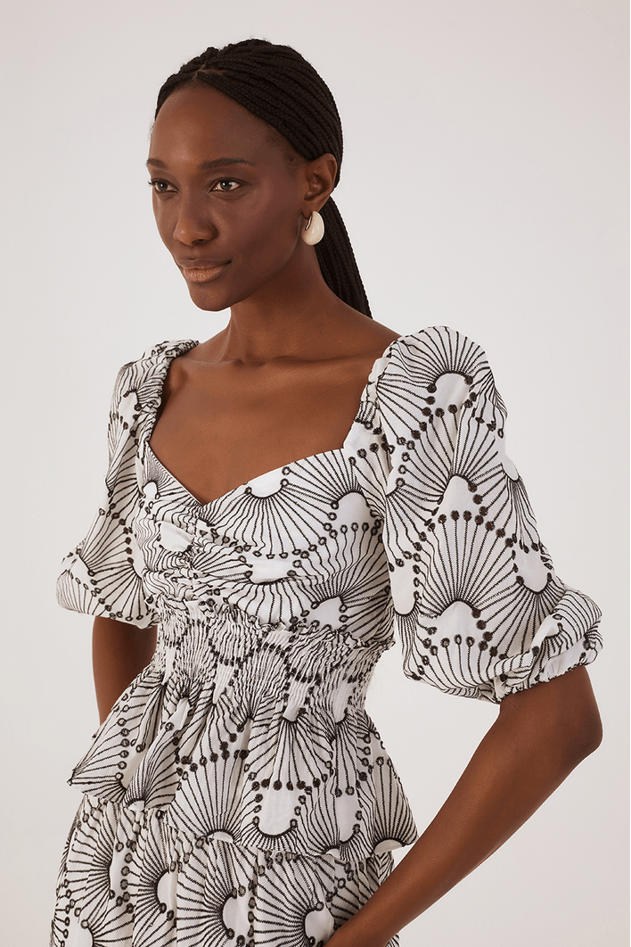 Blusa Algodão Bordado Ondas