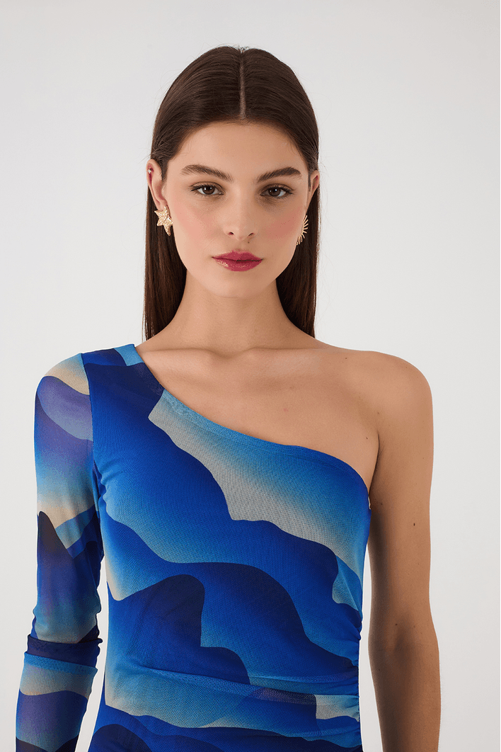 Vestido Cropped Tule Estampa Urca