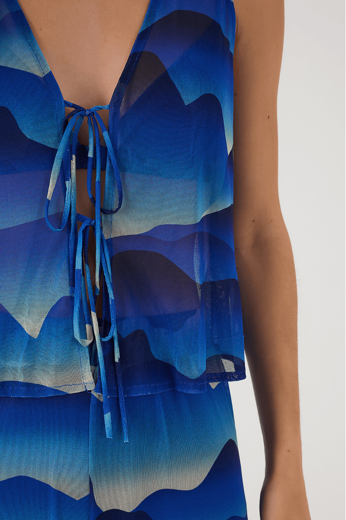 Blusa Amarração Tule Estampa Urca