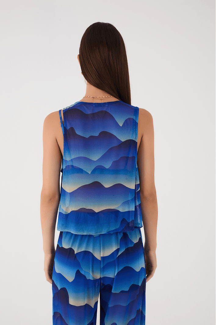 Blusa Amarração Tule Estampa Urca