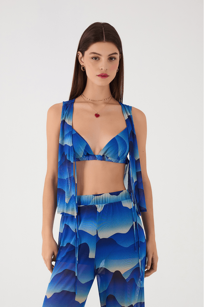 Blusa Amarração Tule Estampa Urca