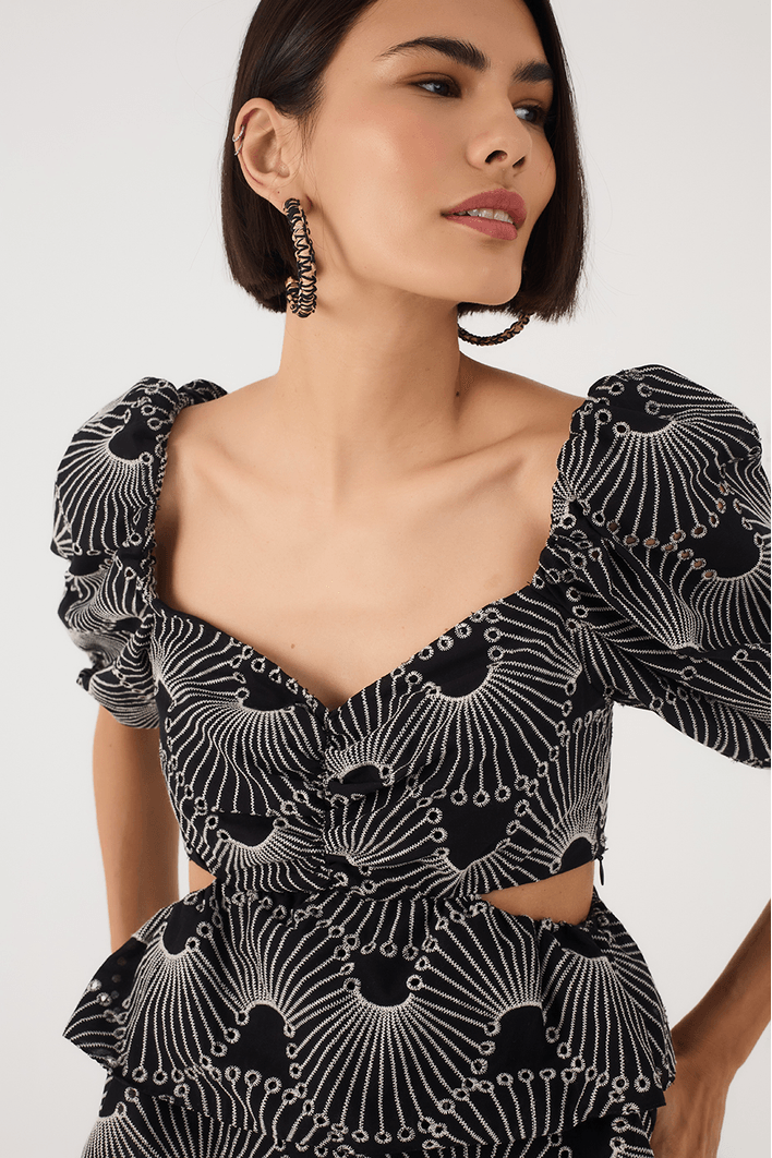 Blusa Algodão Bordado Ondas