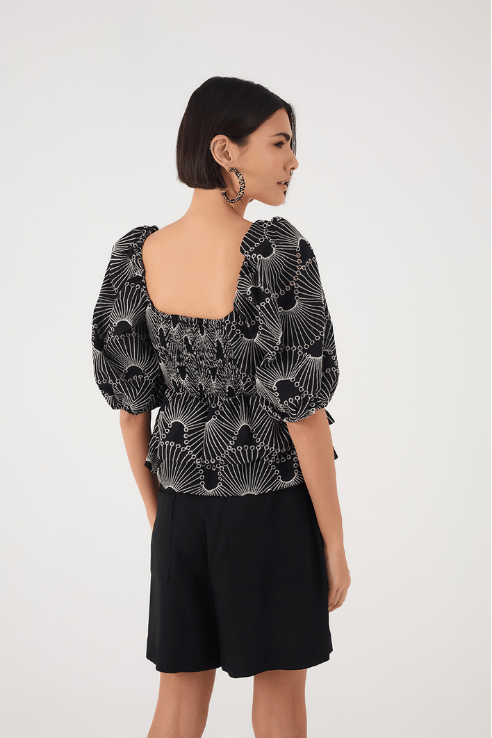 Blusa Algodão Bordado Ondas