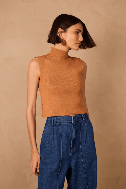 Blusa Tricot Gola Alta