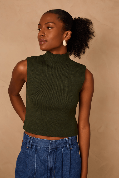 Blusa Tricot Gola Alta