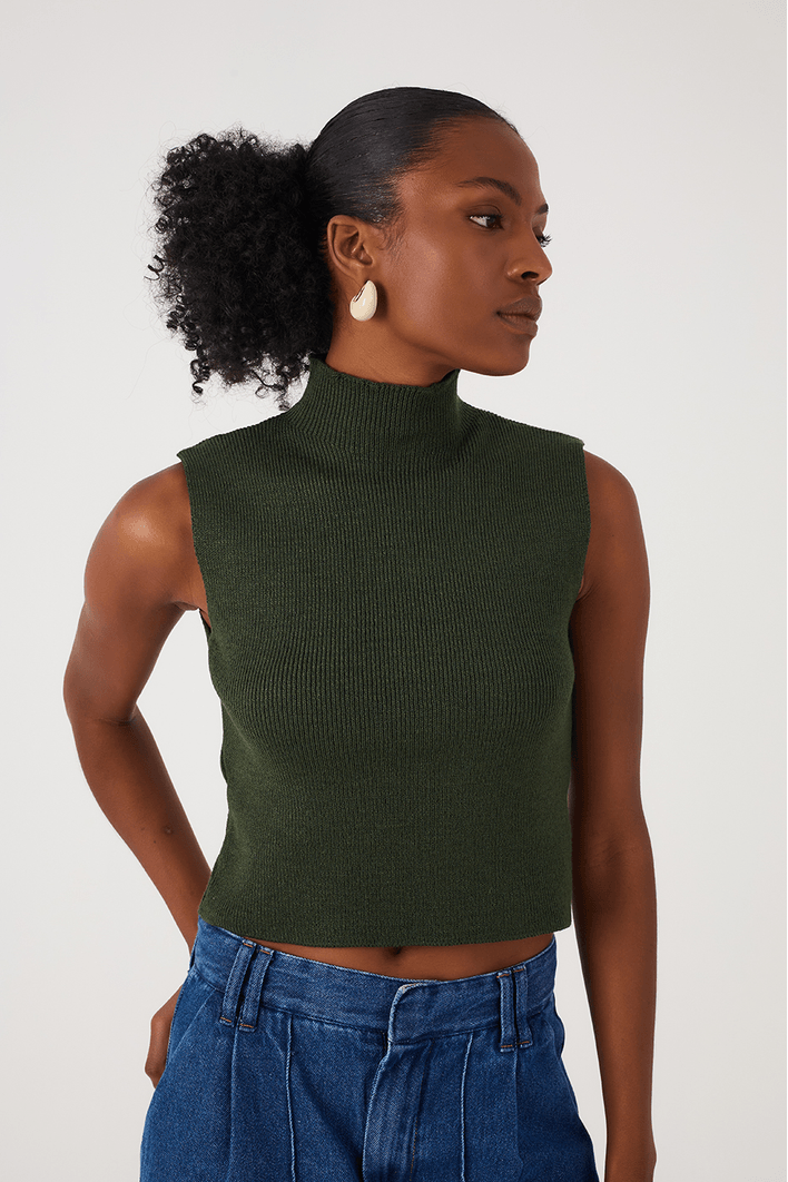 Blusa Tricot Gola Alta