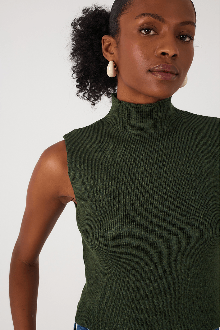 Blusa Tricot Gola Alta