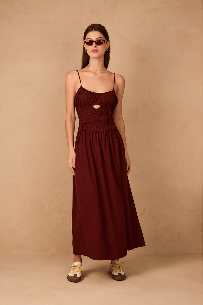 Vestido Cropped Linho Franzidos