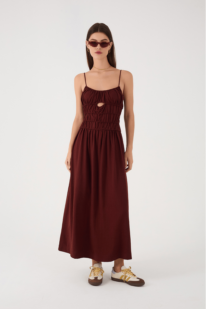 Vestido Cropped Linho Franzidos