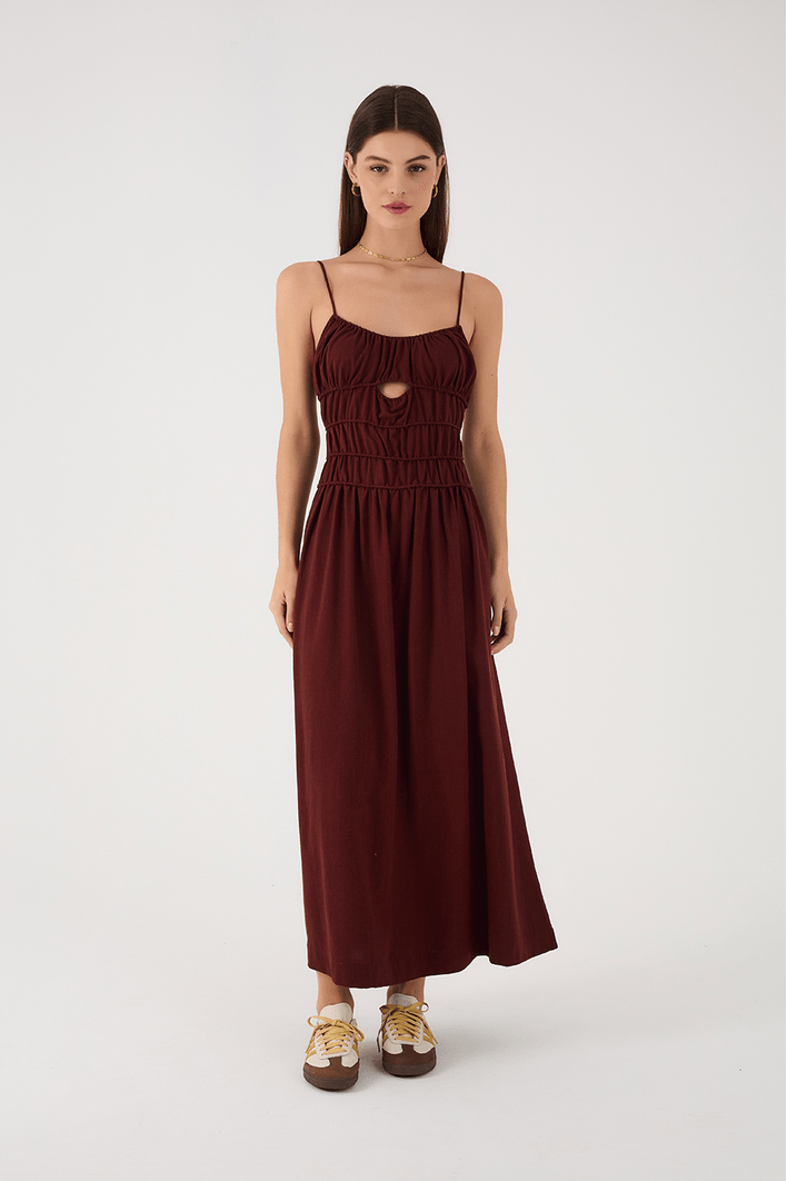 Vestido Cropped Linho Franzidos