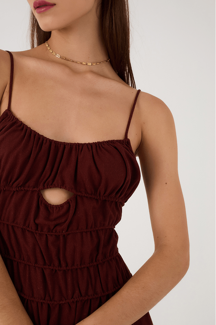 Vestido Cropped Linho Franzidos