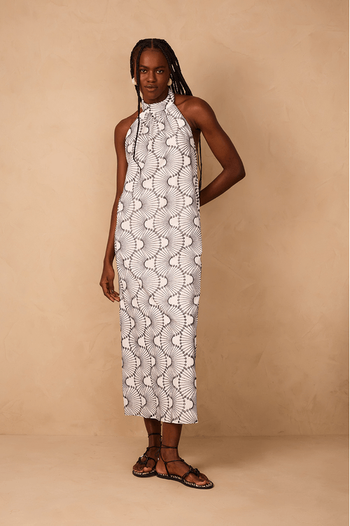 Vestido Cropped Algodão Bordado Ondas