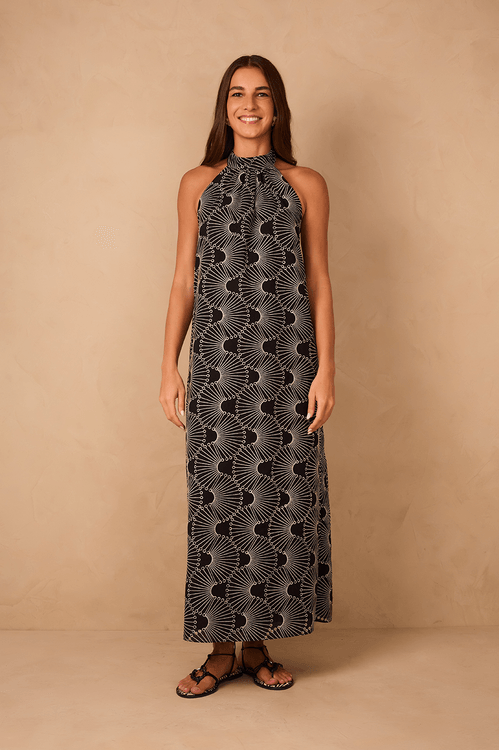 Vestido Cropped Algodão Bordado Ondas