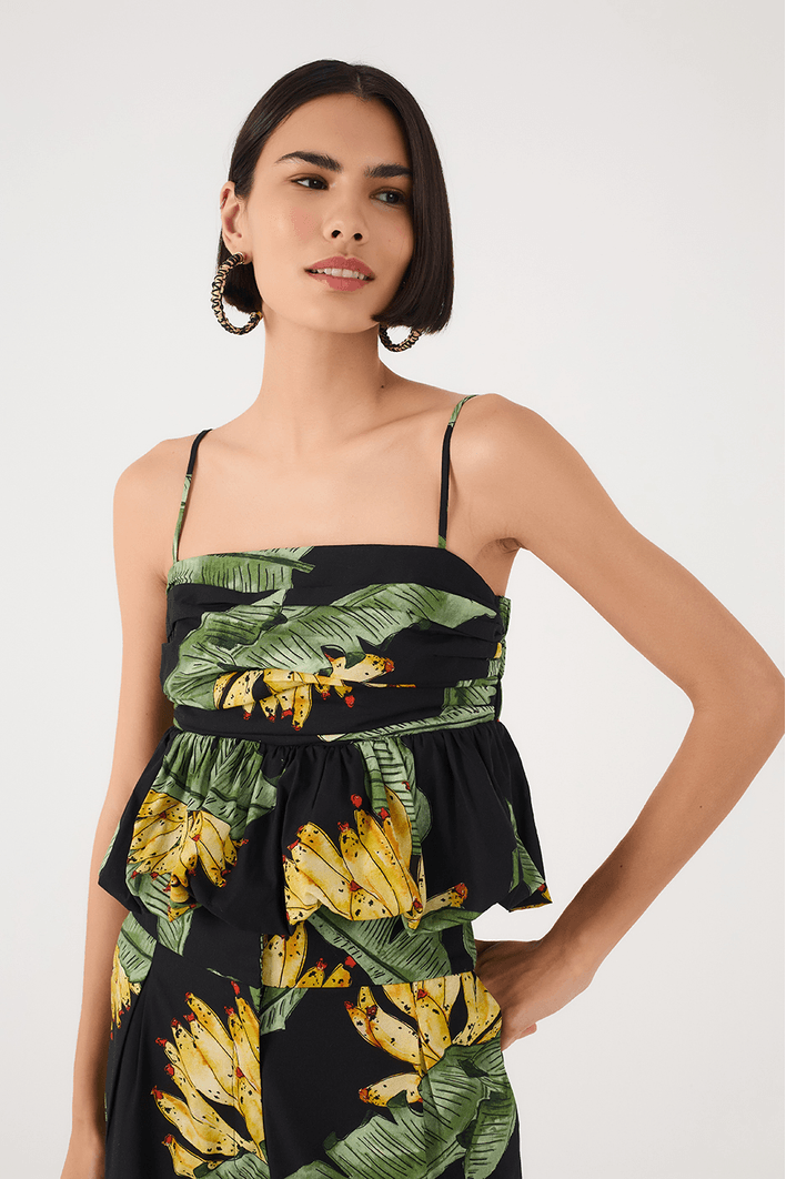 Blusa Tricoline Estampa Paraíso