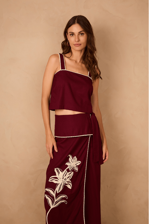 Blusa Linho Cropped Vivo Trançado
