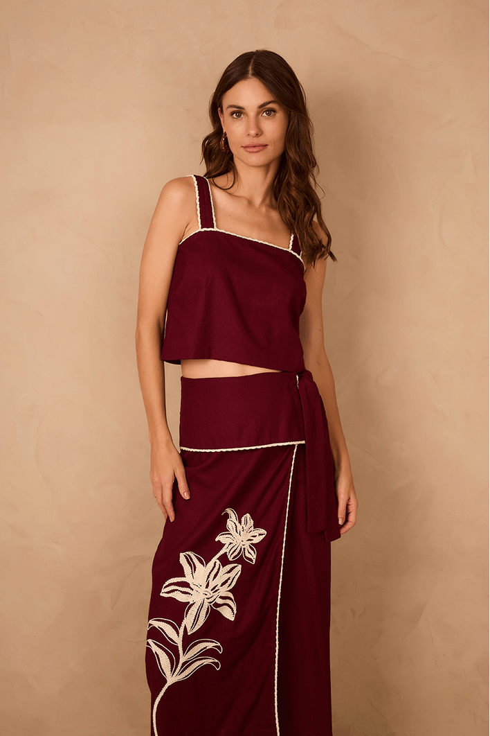 Blusa Linho Cropped Vivo Trançado