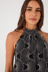 Vestido Cropped Algodão Bordado Ondas