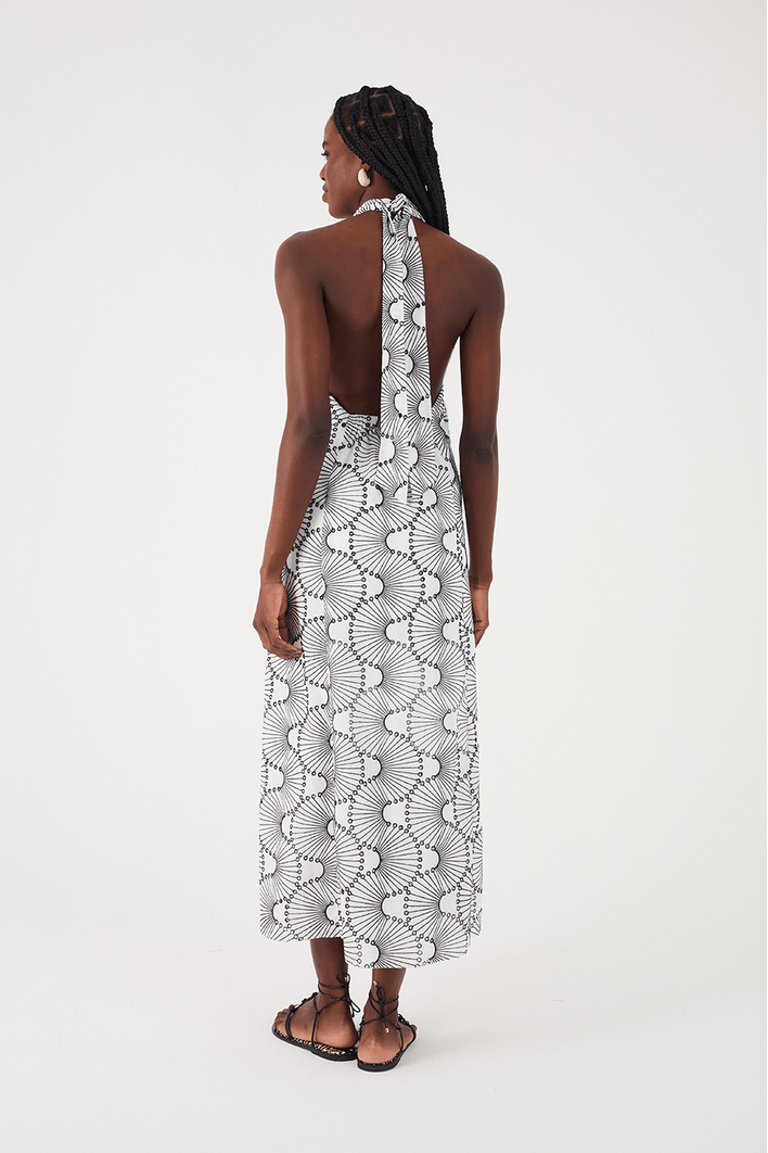 Vestido Cropped Algodão Bordado Ondas