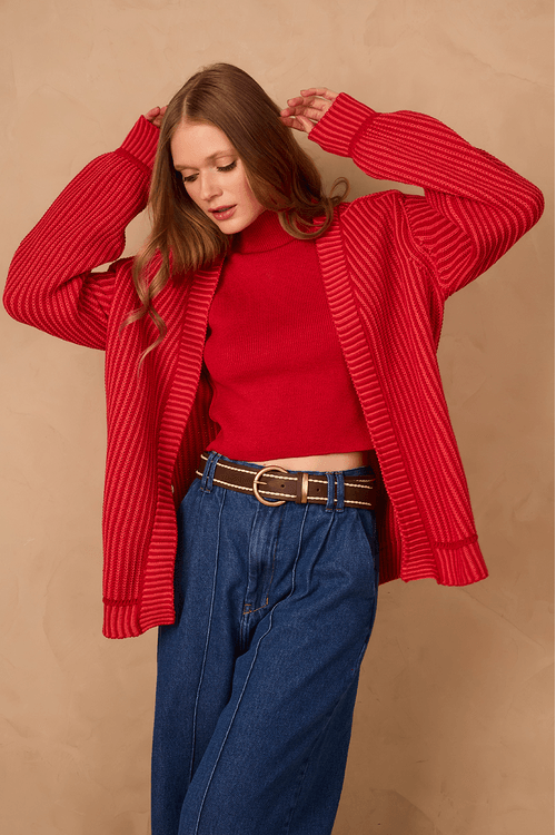 Casaco Tricot Bicolor